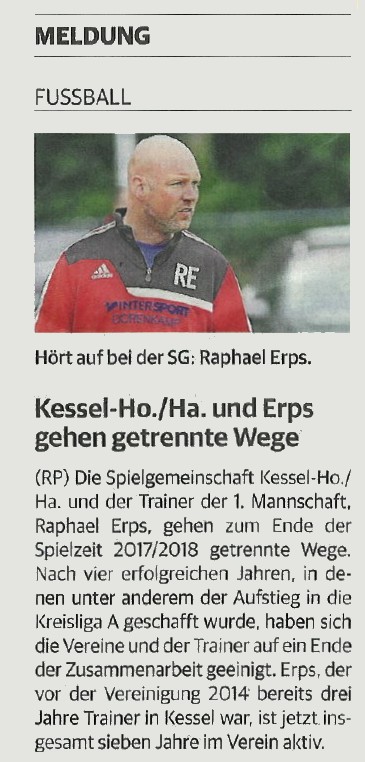 Kessel-Ho./Ha. und Erps gehen getrennte Wege